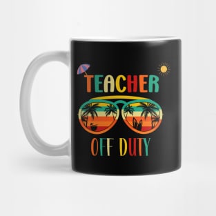 Teacher Off Duty- Retro Vintage Sunglasses Beach vacation sun Mug